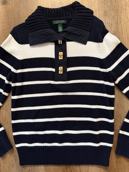 Ralph Lauren Sweaters - Lauren Ralph Lauren navy & white nautical striped cotton sweater Size Small